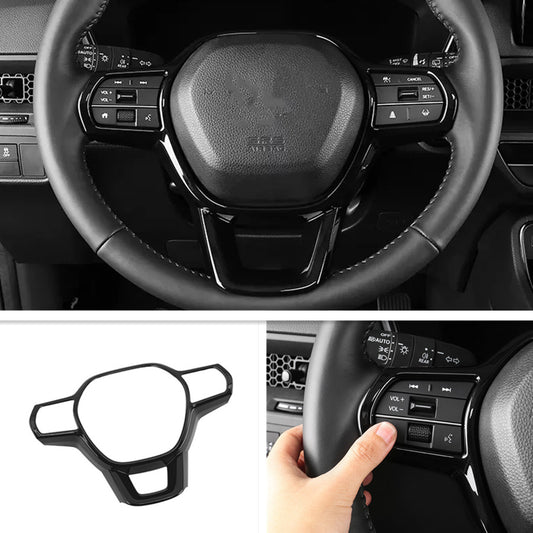 Bright Black 1P Inner Steering Wheel Decor Frame Trim for Honda CRV CR-V 2023-24