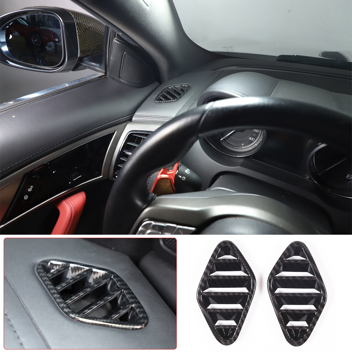 Carbon fiber dashboard AC vent socket frame trim for Jaguar F Model 2013-2024 n