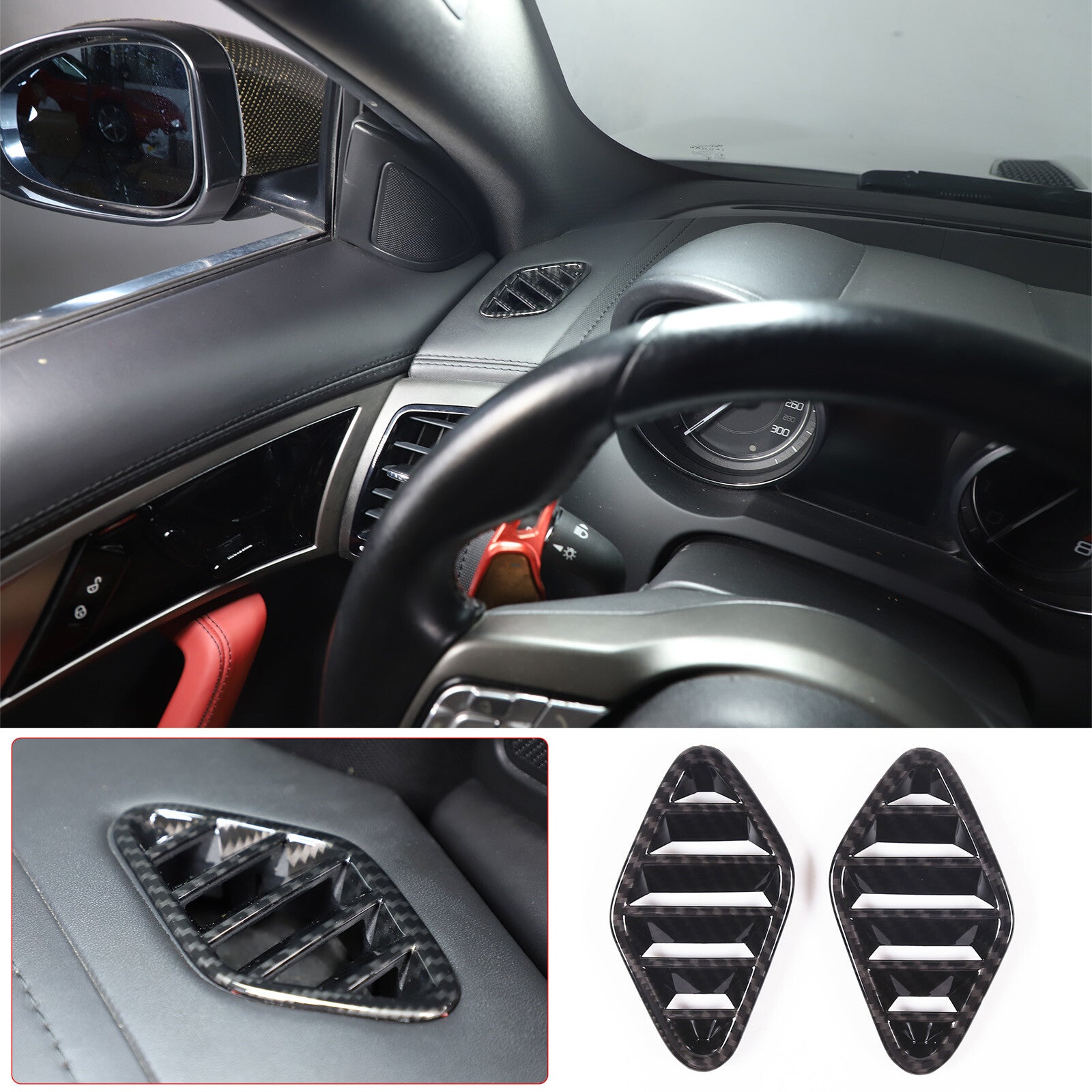 Carbon fiber dashboard AC vent socket frame trim for Jaguar F Model 2013-2024 n