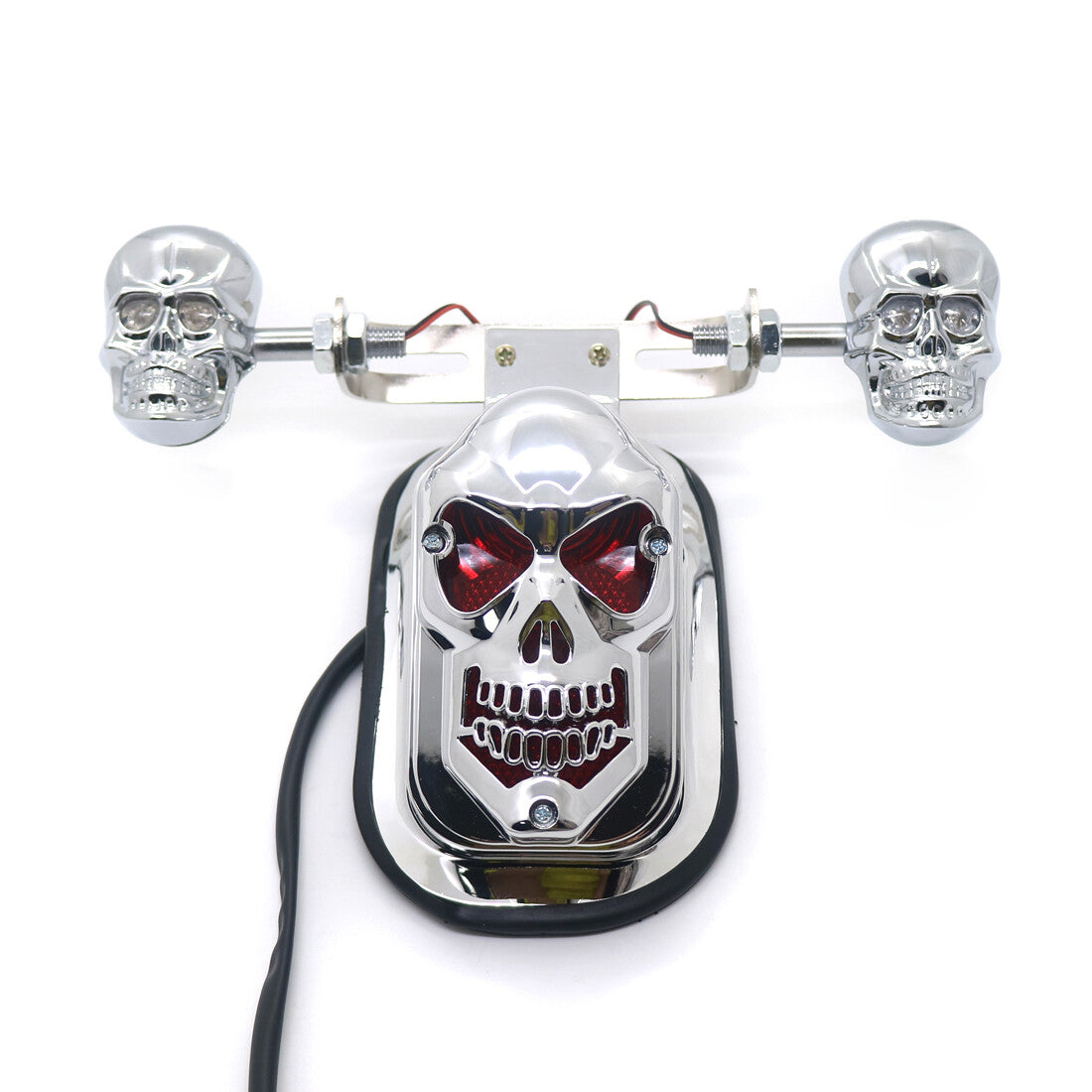 Chrome Skull Turn Signal Brake License Plate Rear Tail Light for Harley Chopper Q