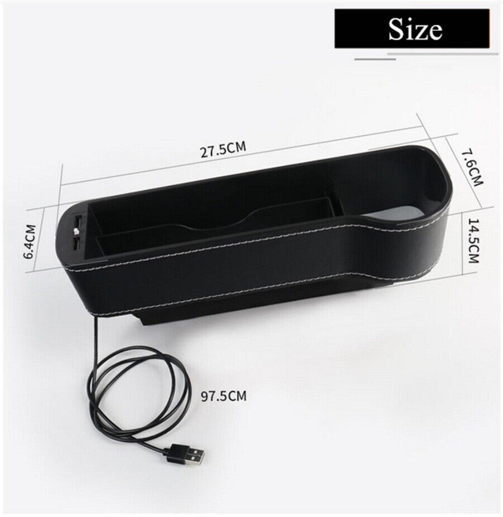 for Seat Gap Catcher Storage Box Car Right Side Cup Holder Organizer Pocket Dual-USB n
