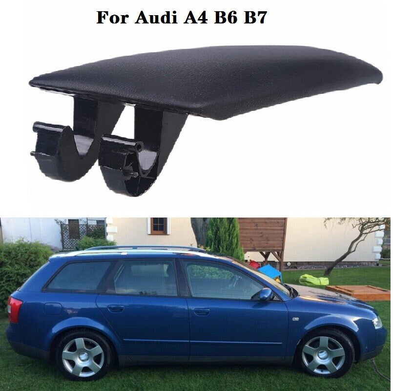 Car armrest center console cover protective cover, black leather, suitable for Audi A4, B6, B7 (models 02-07). n