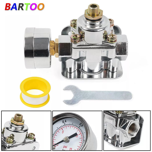 For Holley 12-803 2 Port 4 1/2 to 9 PSI Carburetor Fuel Pressure Regulator Gauge Q