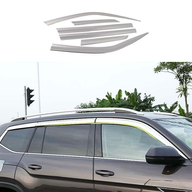 Window Visor Shades Sun Rain Guard Chrome ABS Fit for Volkswagen Atlas 2018-2021