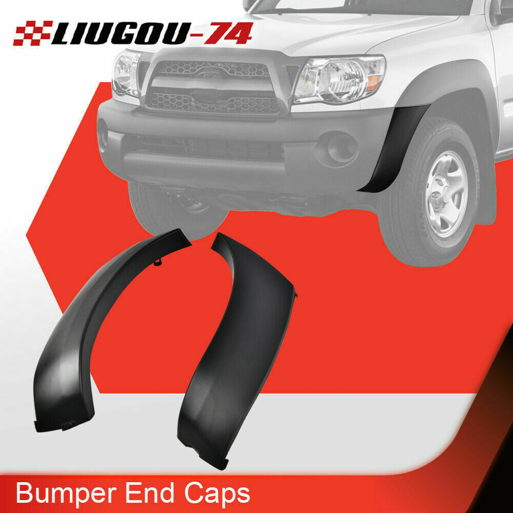 Bumper End Caps Fits 2005 - 2011 for Tacoma 2 Pieces Front Black - v
