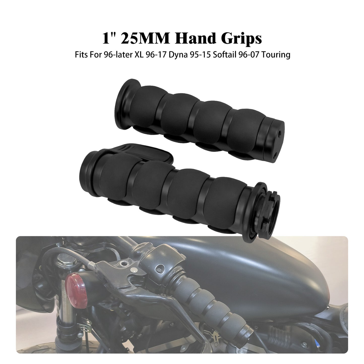 for Harley for Honda for Yamaha for Kawasaki Black 1 Motorcycle Non-Slip Rubber Hand Grips