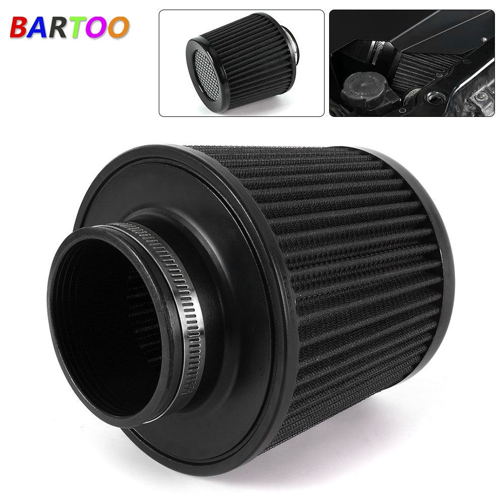 Black 3 76mm High Flow Inlet Cold Air Intake Cone Replacement Dry Air Filter Q