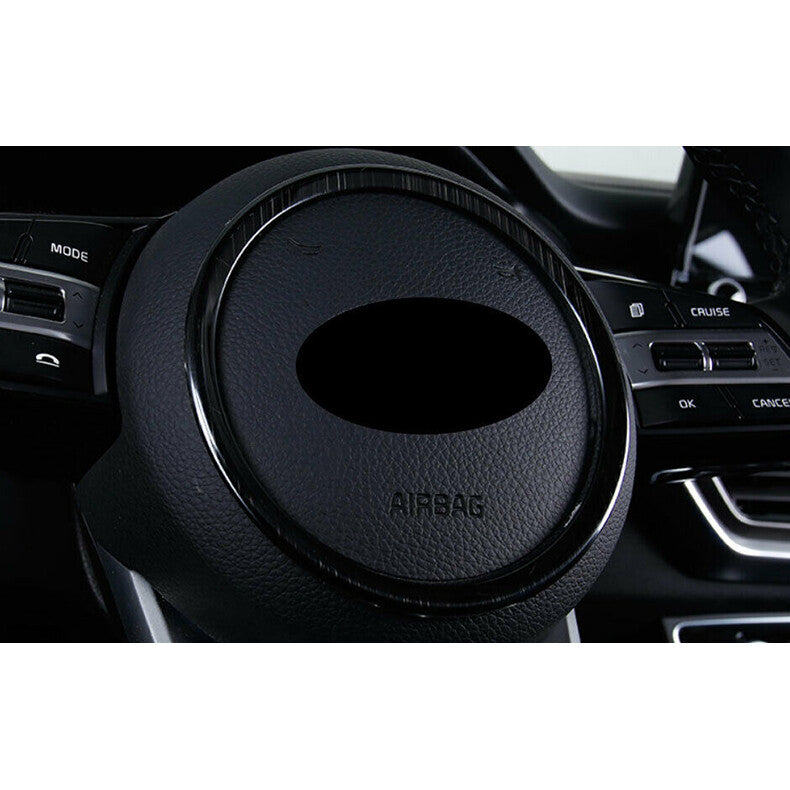 for Kia Seltos 2020-2023 Black Steel Inner Steering Wheel Horn Button Trim Cover