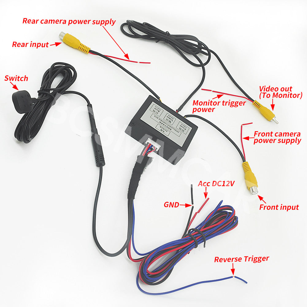 Car Parking Camera Video Channel Converter Front Side Control Box Kits Trim