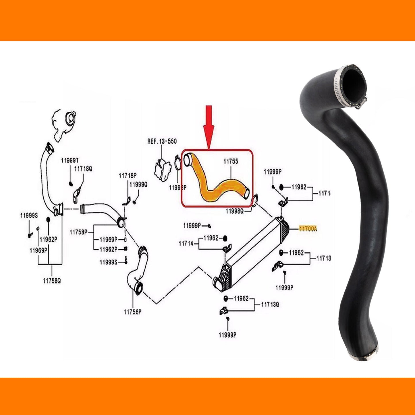 Turbo Intercooler Hose Pipe 1505A568 for Mitsubishi Outlander 2.2Di D 1505B318