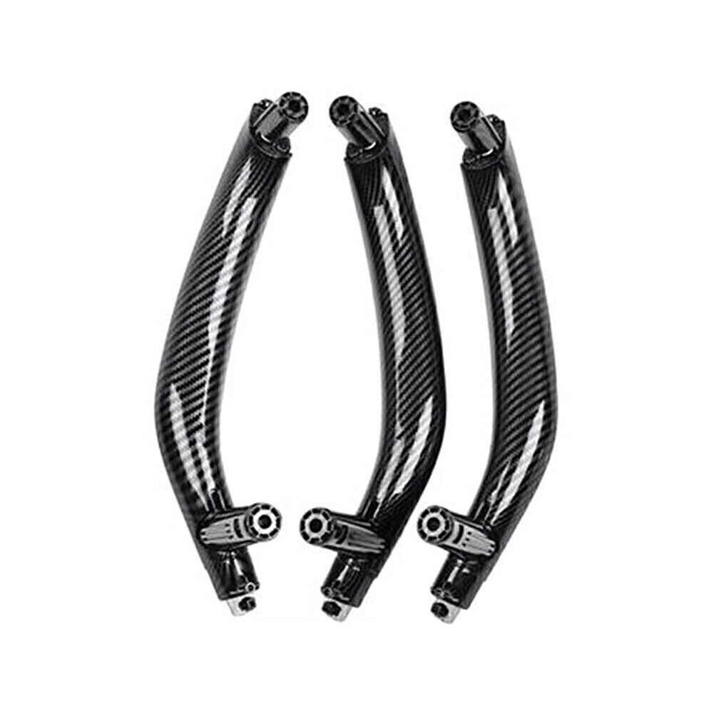 3pcs LHD Carbon Fiber Interior Door Pull Handle Trim Cover for BMW X5 X6 F15 F16