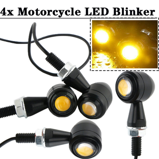 4-Pack Black Motorcycle LED for Mini Turn Signal Lights Flashing for Harley Bobber Racer