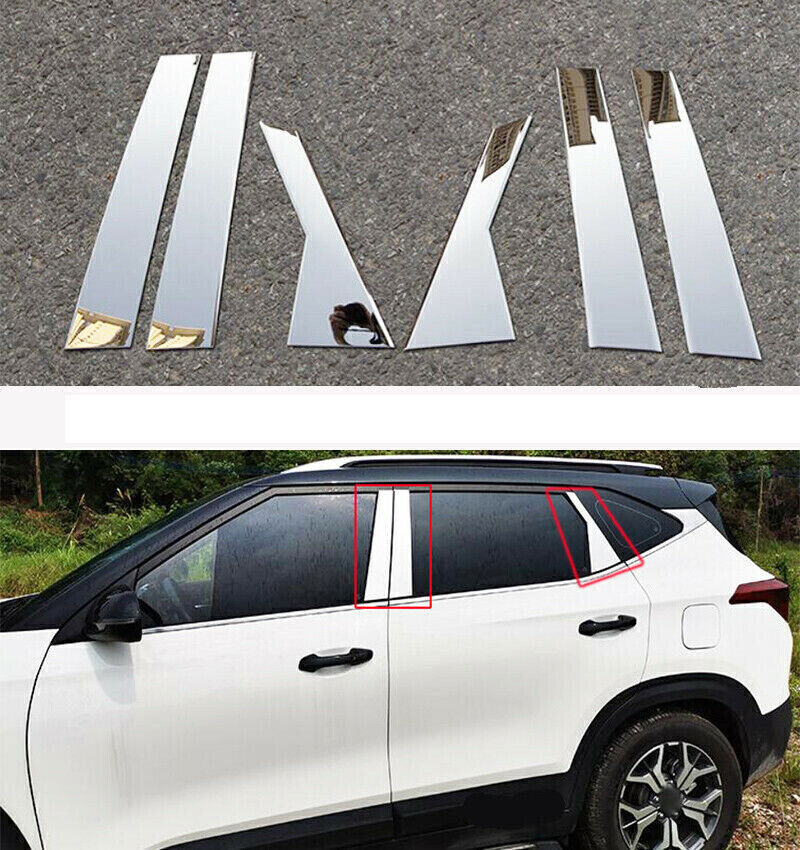 for Kia Seltos 2020-2023 silver stainless CAR Window BC Pillar Post Molding Trim n