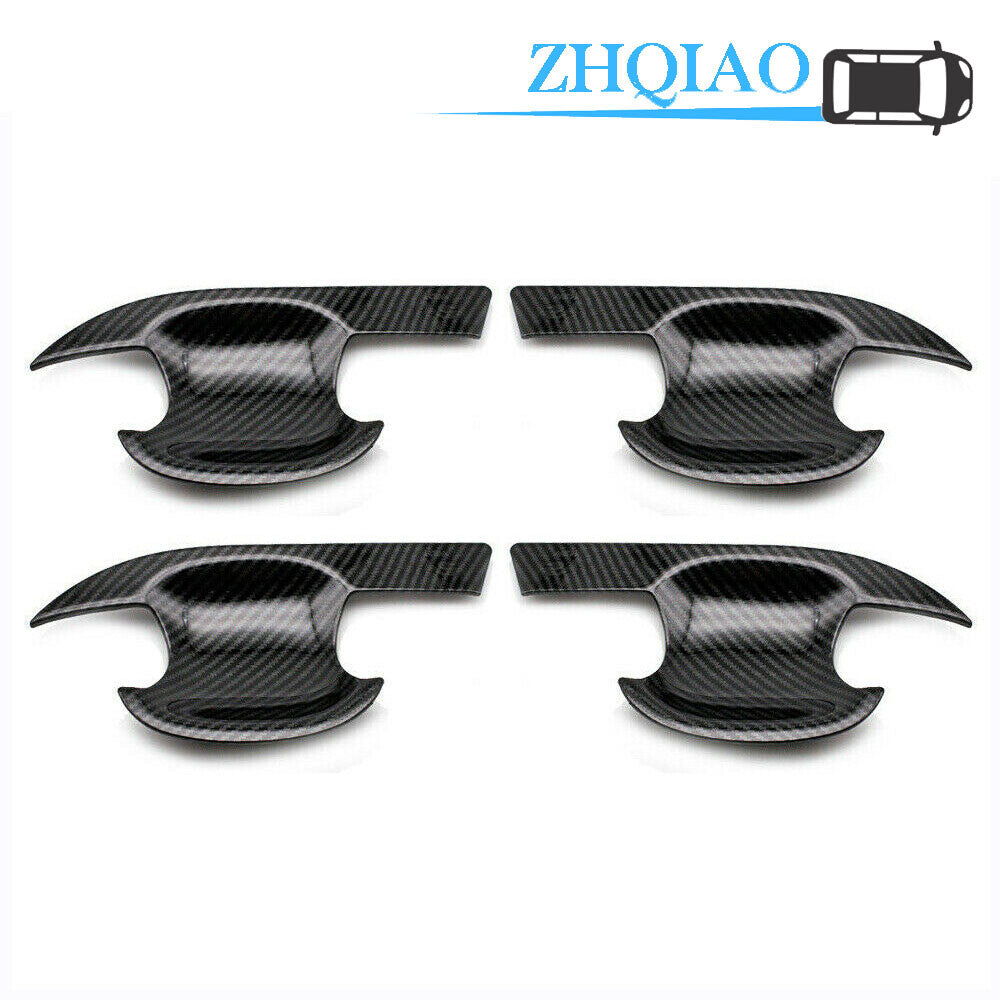 Carbon Fiber Style Door Handle Bowl Cup Cover Trim Fits for Toyota RAV4 2019-2020