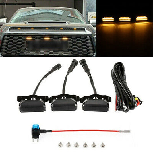 for Toyota TUNDRA-TRD Offroad 2020-2021 LED Grille Light Amber Lamp Kit 3Pcs