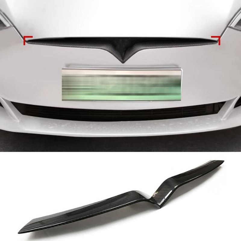 Front Grille Grill Cover Strip Trim Decor Carbon Fiber for Model S 16-21 B n