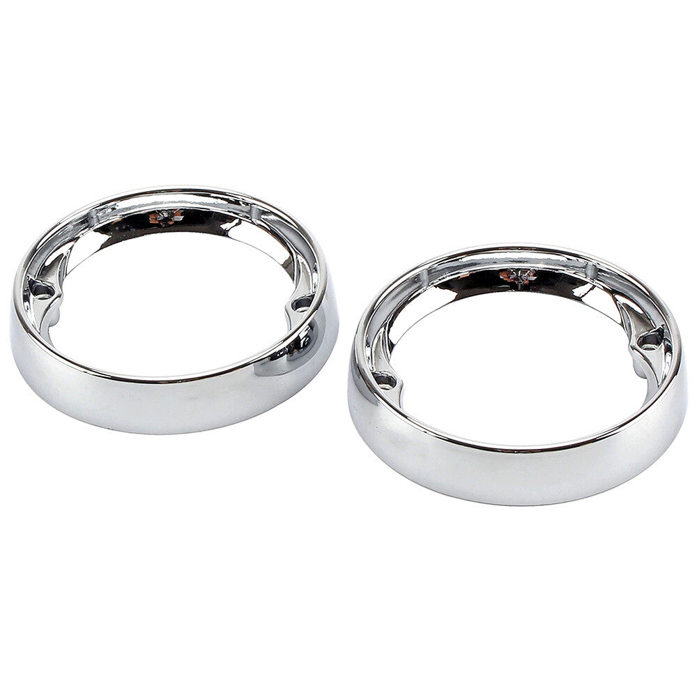 2 Chrome Deep Dish Turn Signal Bezels for Harley Touring Road King Electra Glide Q