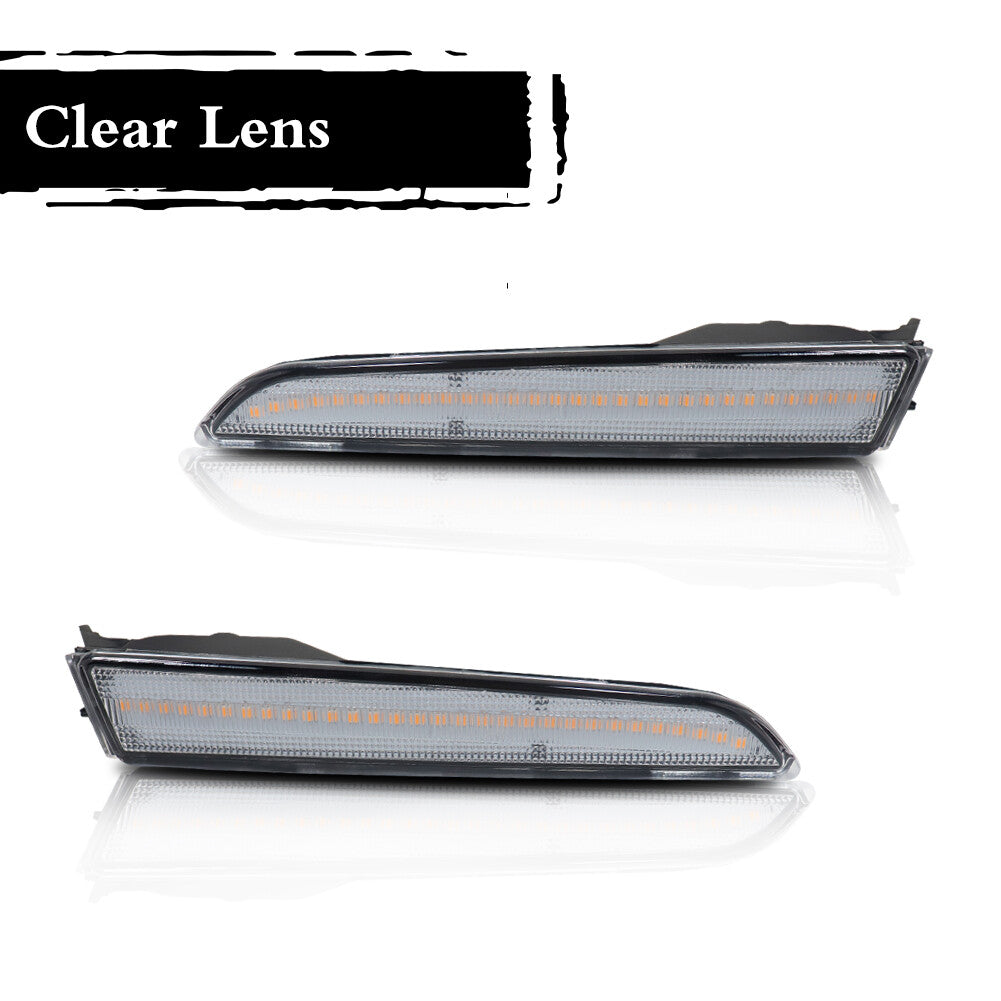 2 Clear Lens Amber LED Front Bumper Side Marker Lights for 2010 - 2012 for Fusion - v