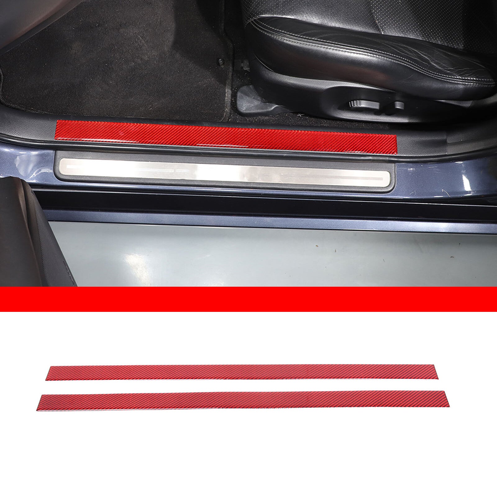 Red Carbon Fiber Door Handle Lock Switch Button Cover Decal for Corvette C7 2014-19- v
