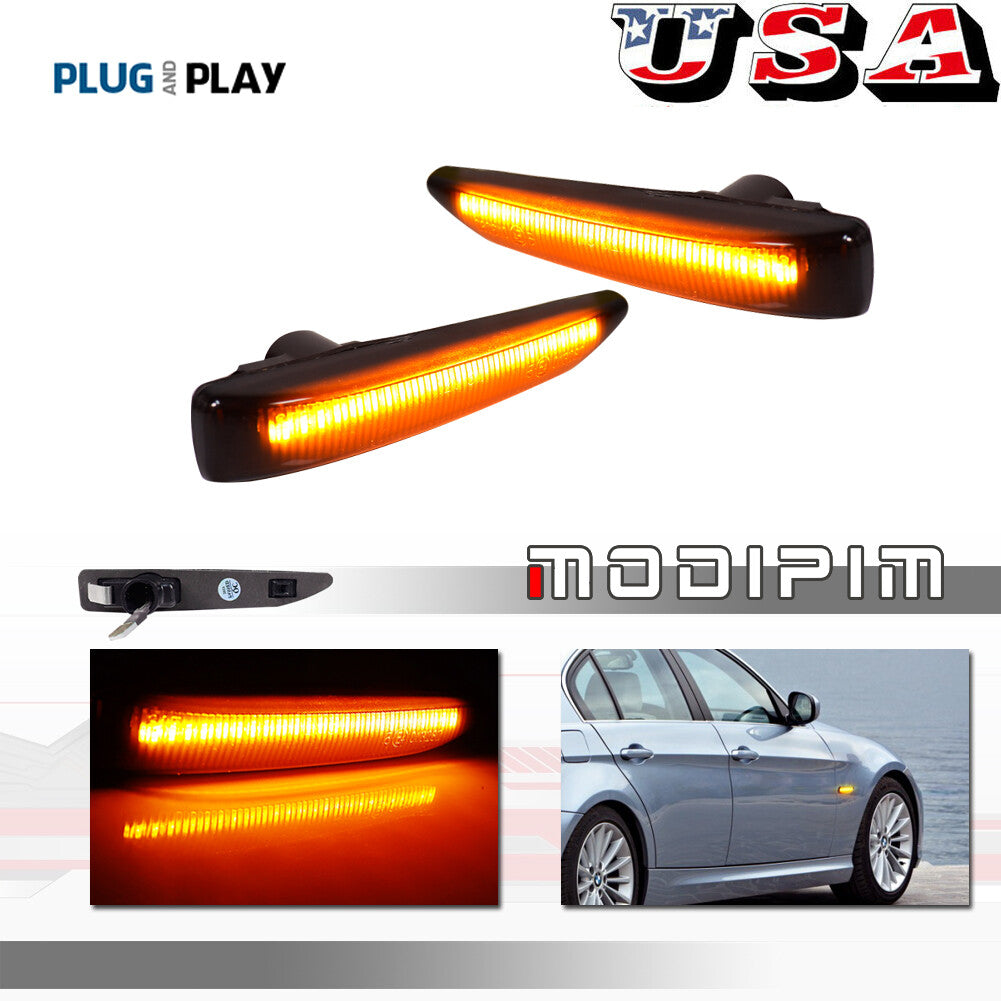 2 Pieces Black Lens Amber LED Side Marker Lights for 2002 - 2008 for E65 E66 E67 7 - v