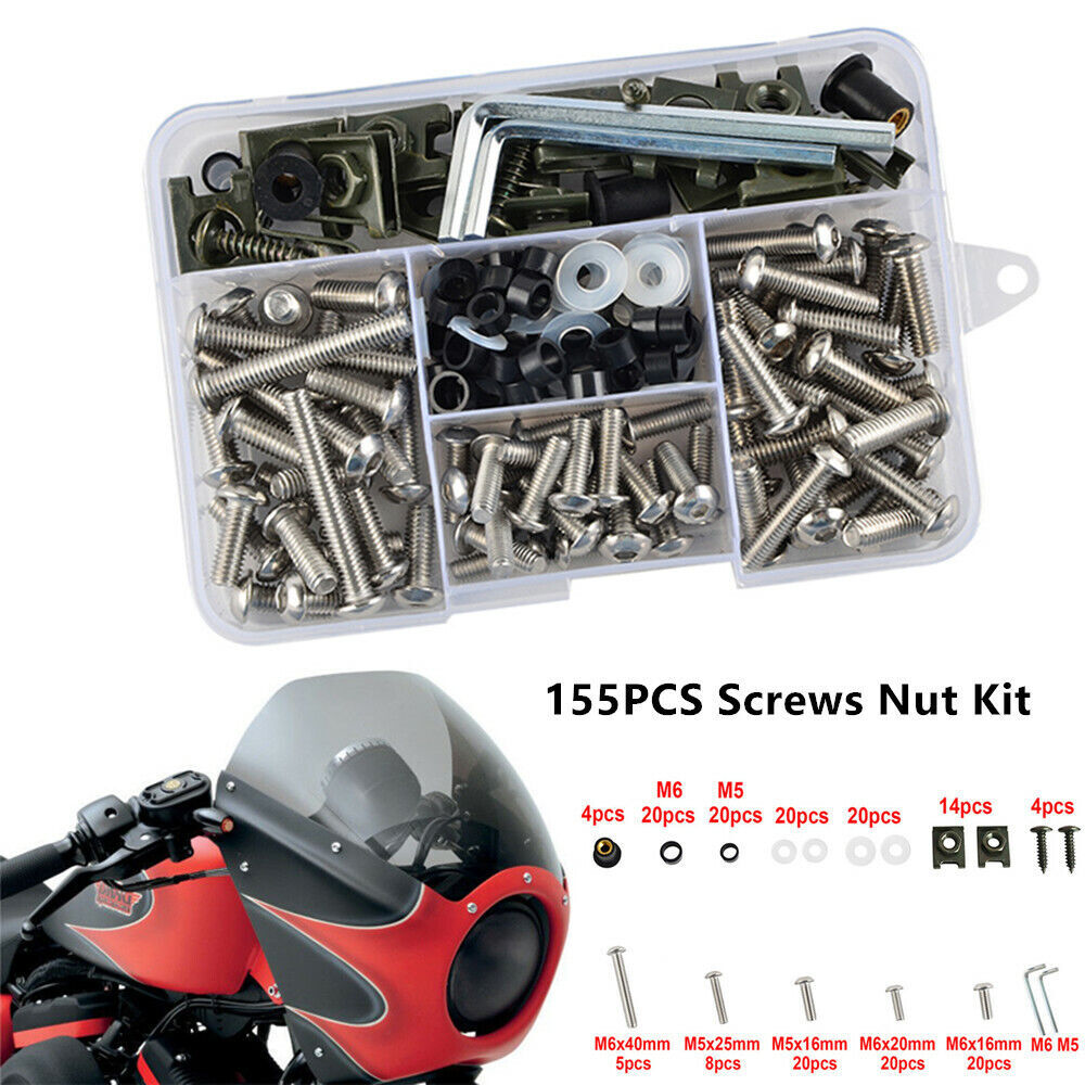 155X Stainless Steel Motorcycle Shell Rectifier Bolt Plate Screw Nut Kit Threaded n
