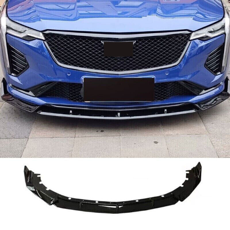 for Cadillac CT4 CT4-V 2020-2023 Glossy Black Front Bumper Lip Spoiler Guard 3x