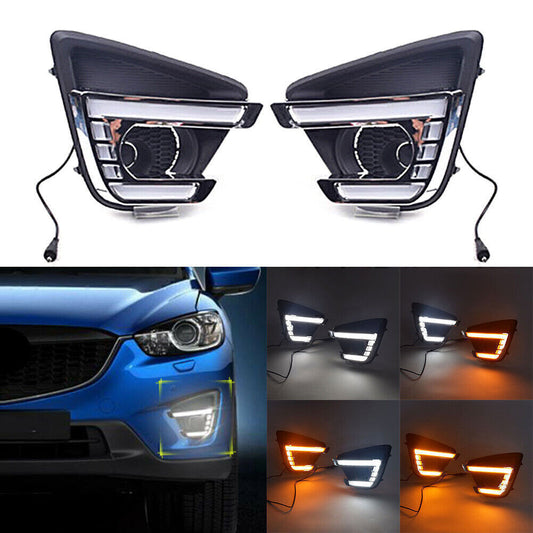 Car Front Daytime Running Light Fog Turn Signal Lamp Fit for Mazda CX-5 2012-2016 Q