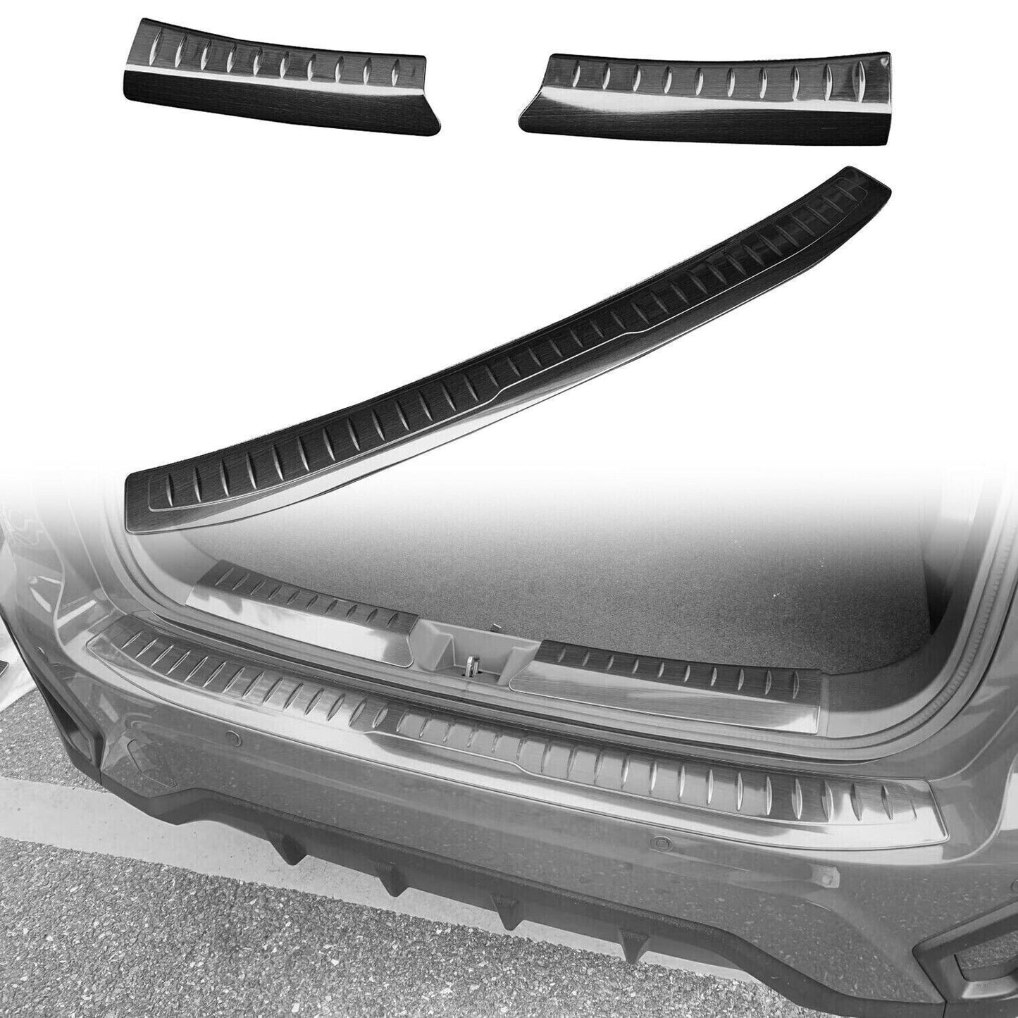 Black Inner&Outer Rear Bumper Protector Plate Trim B for Subaru Crosstrek 2024 n