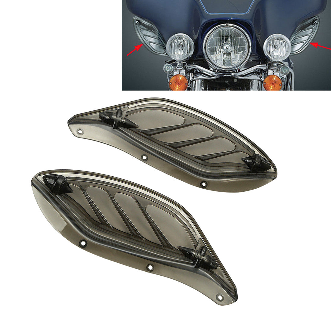 Smoke Fairing Adjustable Side Wings Air Deflector for Harley Electra Glide 96-13 Q