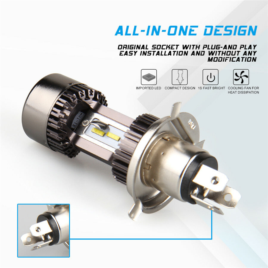 H4 LED Headlight Conversion Bulb Kit With Cooling Fan Fit For Most Motorcycle Q