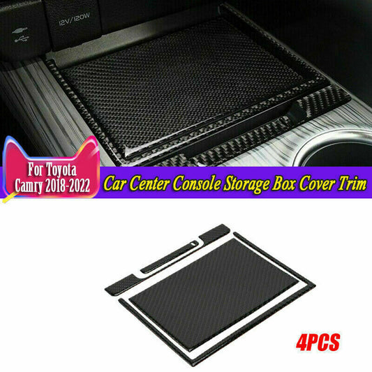 Carbon Fiber Center Console Storage Box Panel Trim 4X for Toyota for Camry 2018-2023