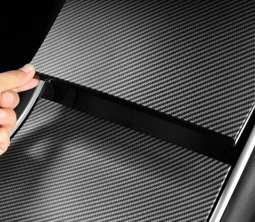 Carbon Fiber Center Console Water Cup Panel trim 4pc for Tesla Model 3 2017-2023