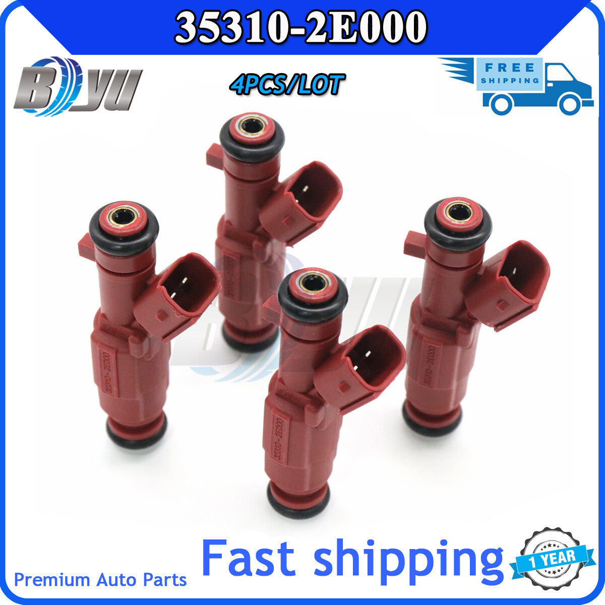 Kit of 4 35310-2E000 fuel injectors for Hyundai for Elantra 1.8L (2011, 2012, 2013-) v