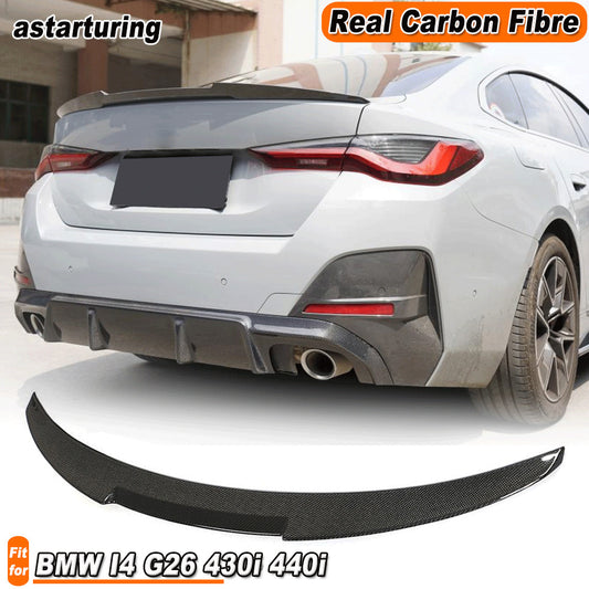 for BMW I4 G26 430i 440i 2021-2023 Real Carbon Fiber Rear Trunk Spoiler Wing Lid