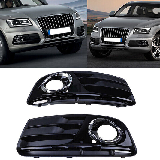 Pair Front Bumper Lower Fog Light Grille Cover Bezel for Audi Q5 8R 2012-2016
