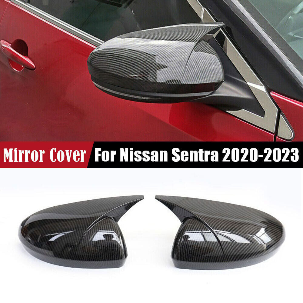 for Nissan Sentra 20-23 Carbon Fiber Ox Horn Rearview Side Mirror Cover Trims 2P