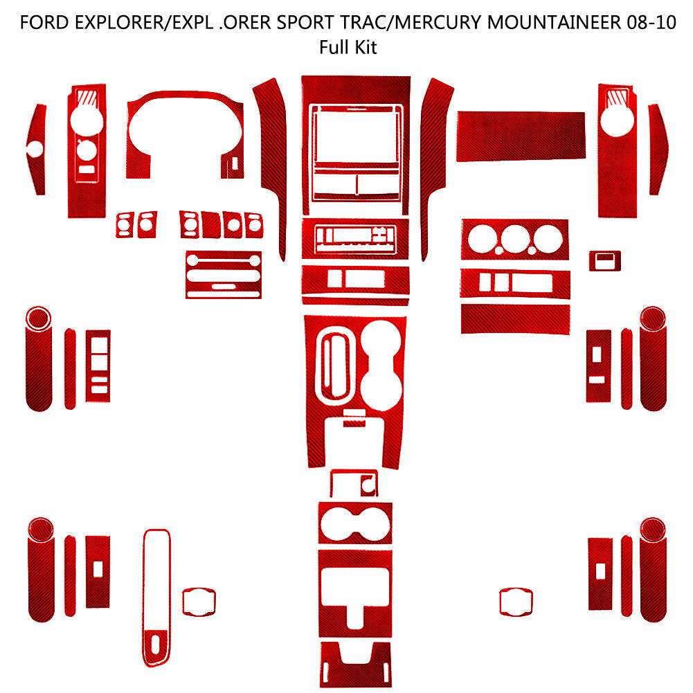 Red Carbon Fiber Interior Full Set Cover Trim Kit for Ford Explorer 2008-2010