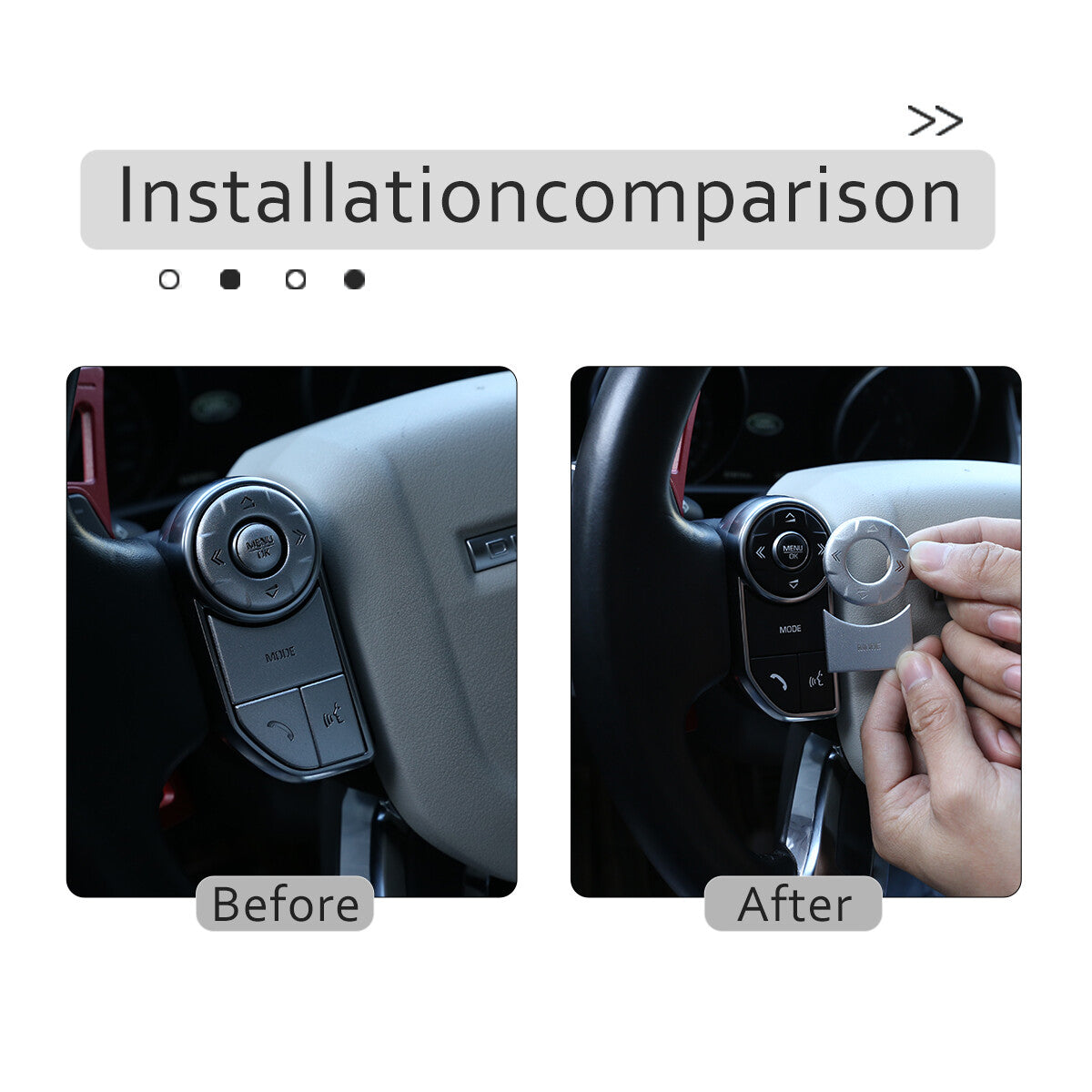 Silver steering wheel button cover trim for Land Rover Range Sport 2014-17 n