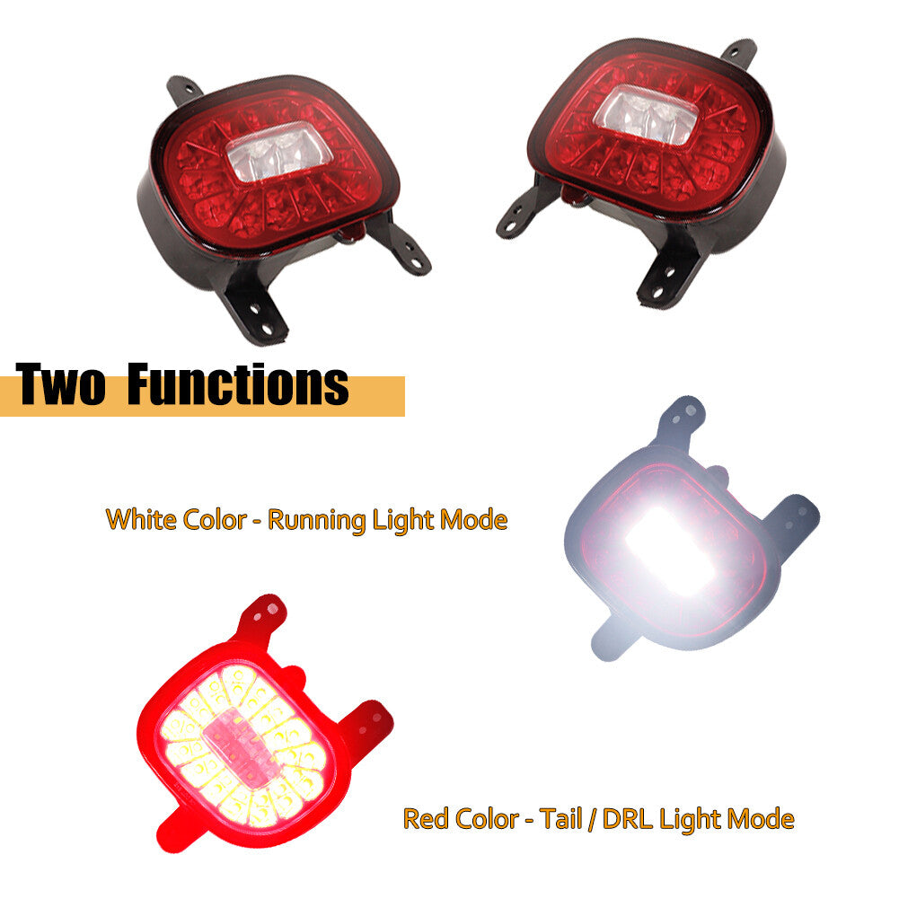 Two-pack of white spare lights and red taillights or rear fog lights for 2015-2022 for Jeep Renegade.