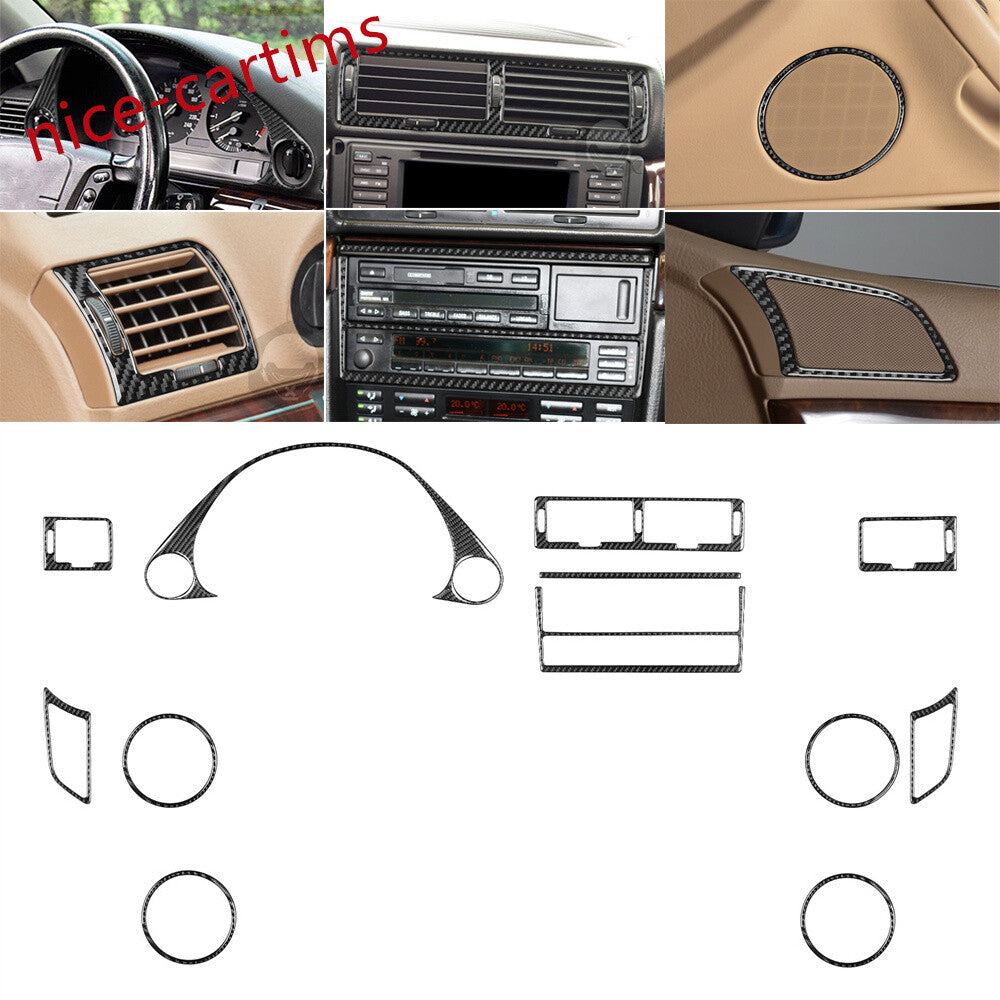 12Pcs Carbon Fiber Interior Full Set Decor Trim Kit for BMW 7 Series E38 1994-01