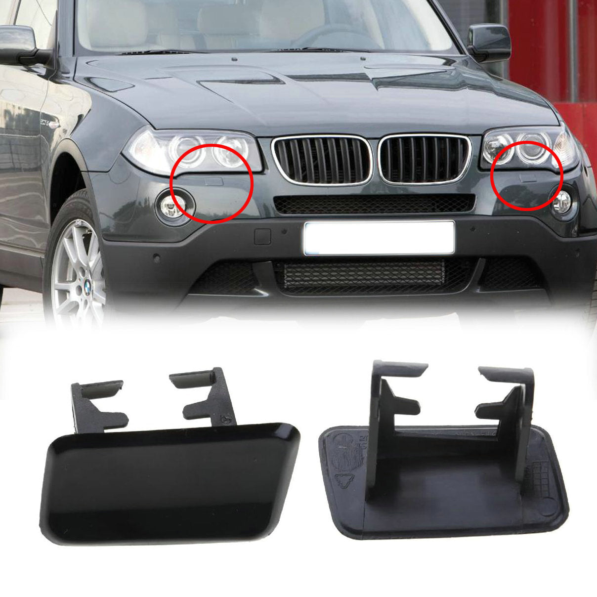 Pair of 2 Car Front Headlight Washer Nozzle Cap Cover for BMW X3 E83 61673416176 Q