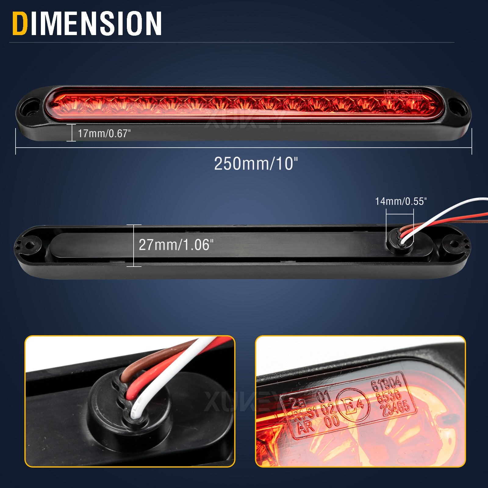 Red additional brake light taillight indicator LED light beam trailer truck 12V-24V Q