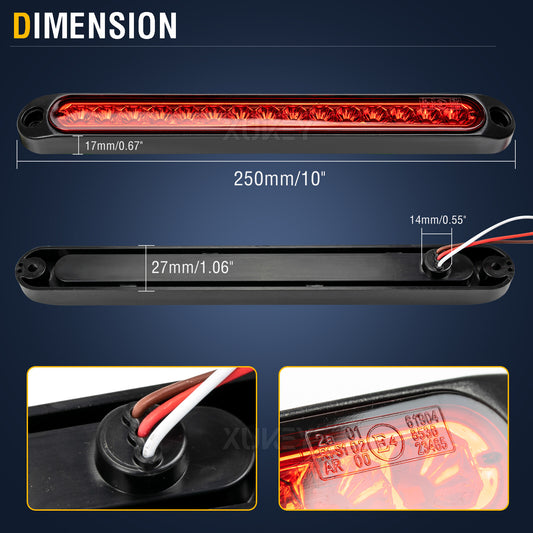 Red additional brake light taillight indicator LED light beam trailer truck 12V-24V Q