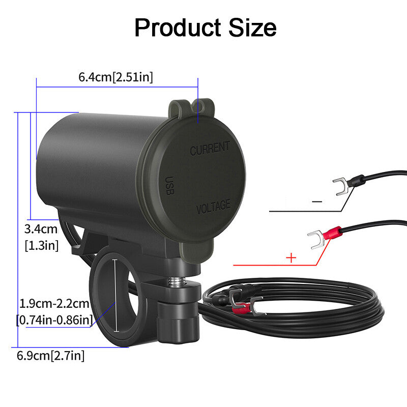 Motorcycle 4.2A Fast Charging Socket USB Socket Waterproof with Voltmeter Switch n