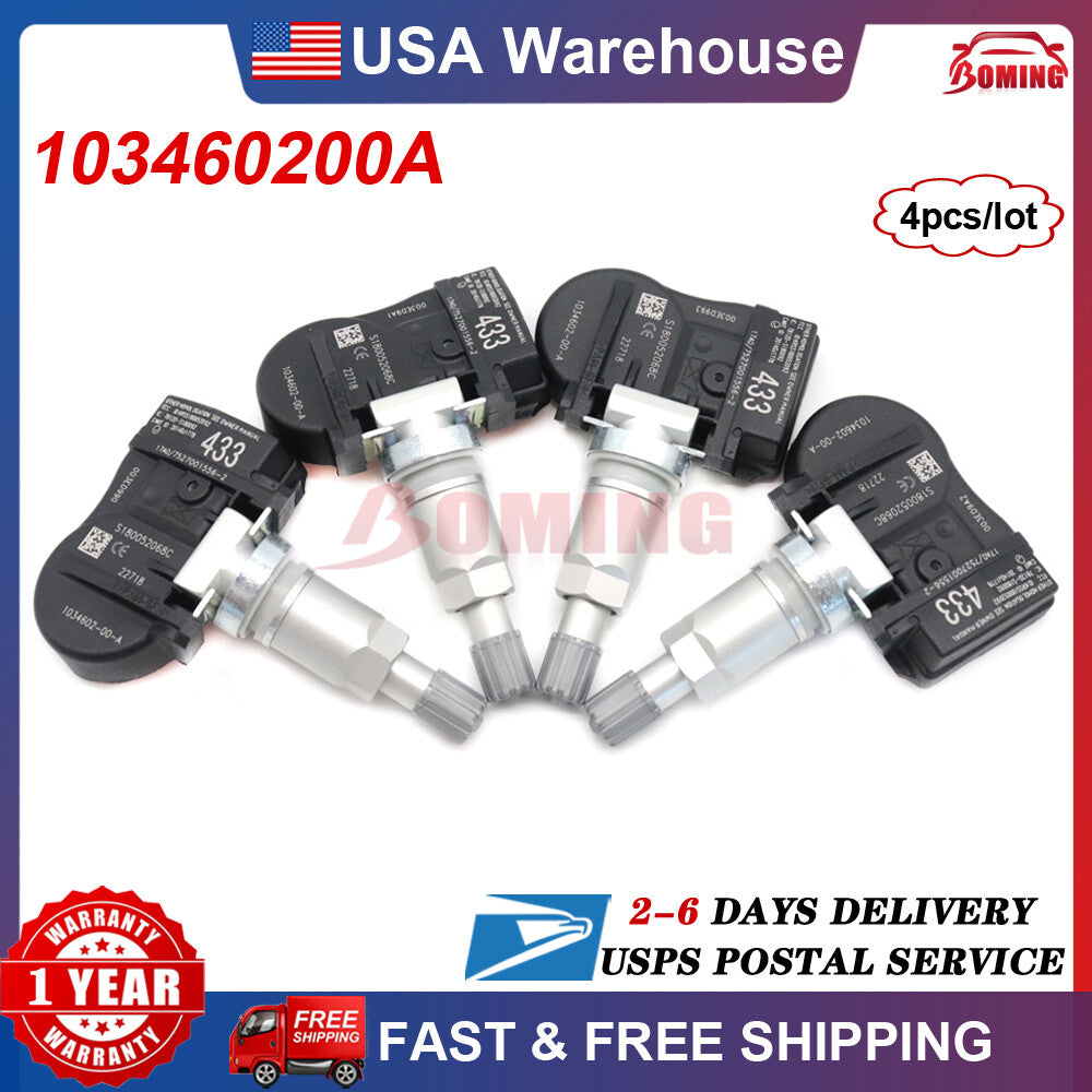 4PCS New 103460200A Tire Pressure Sensor 433MHz TPMS Fit for Tesla Model 3 S X