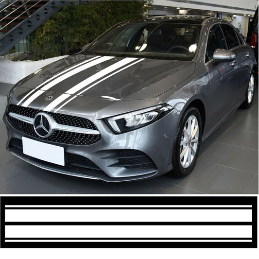 2x White Racing Hood Stripes Bar Decal Vinyl Stickers for Car,SUV,Truck Bonnet n