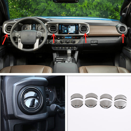 For Tacoma 2016-2022 Car Dashboard Air Vent Cover Trim ABS Chrome 8pcs v