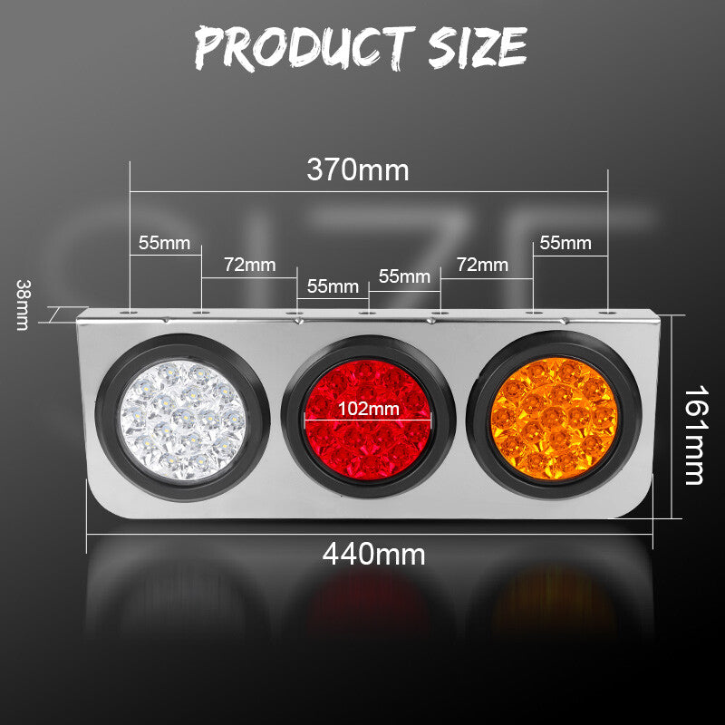 17'' 48-LED Trailer Tail Lights Bar Stop Turn Signal Running Lamp Truck Van Bus