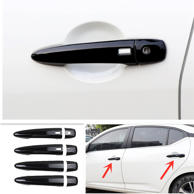 Bright black Front Door Handles Cover Trim 8pcs For Sentra 2020-2023 v