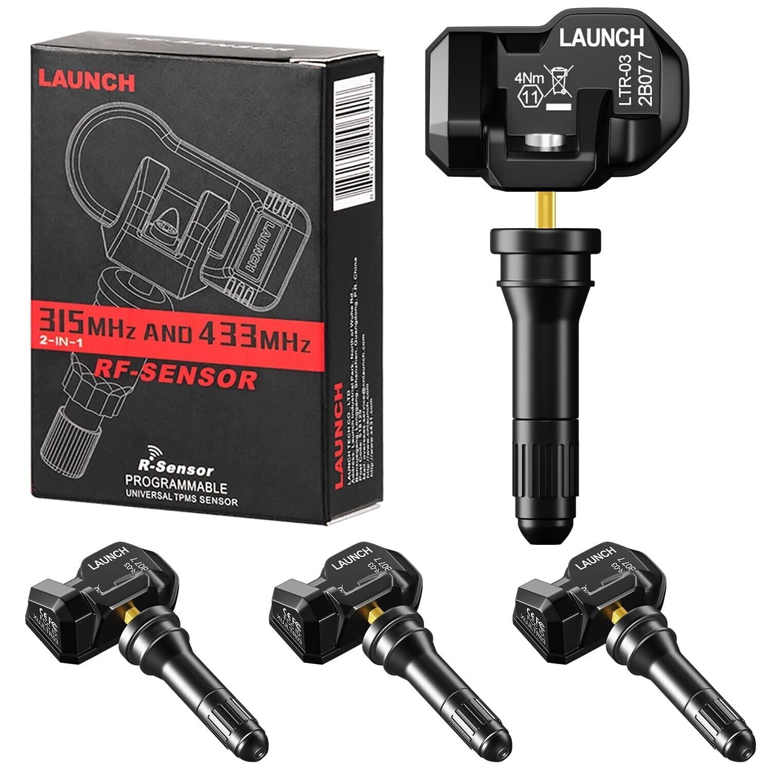 4Pcs LAUNCH LTR-03 Metal RF Sensor UniversalProgrammable TPMS Sensor 315433MHz